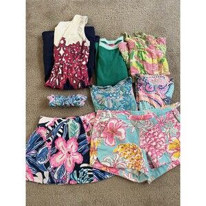 Lilly Pulitzer  Spring Summer Clothing Bundle Lot 8 Pieces Top Dress Skirt
